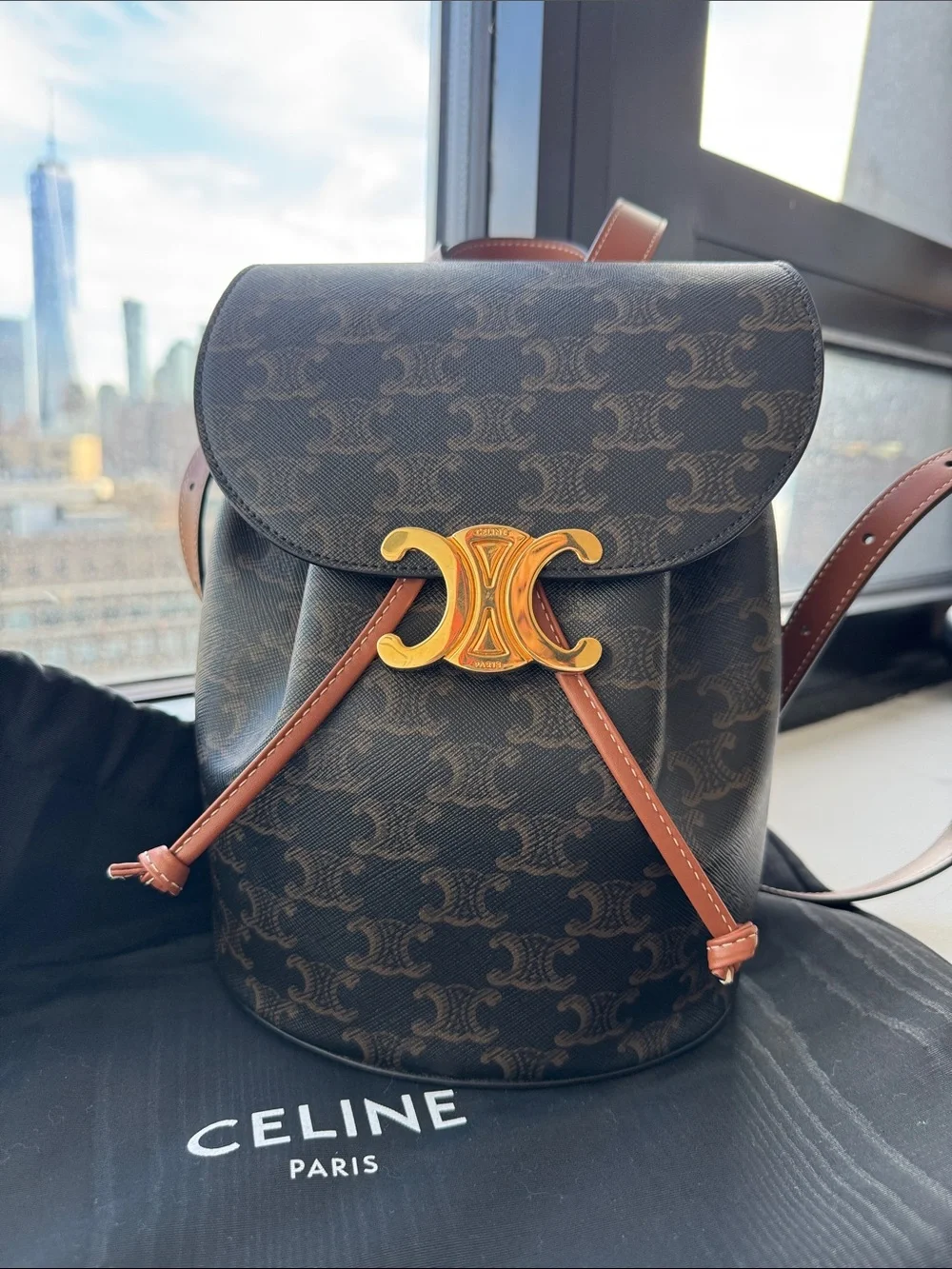 BACKPACK CELINE BONNIE IN Triomphe Canvas and calfskin